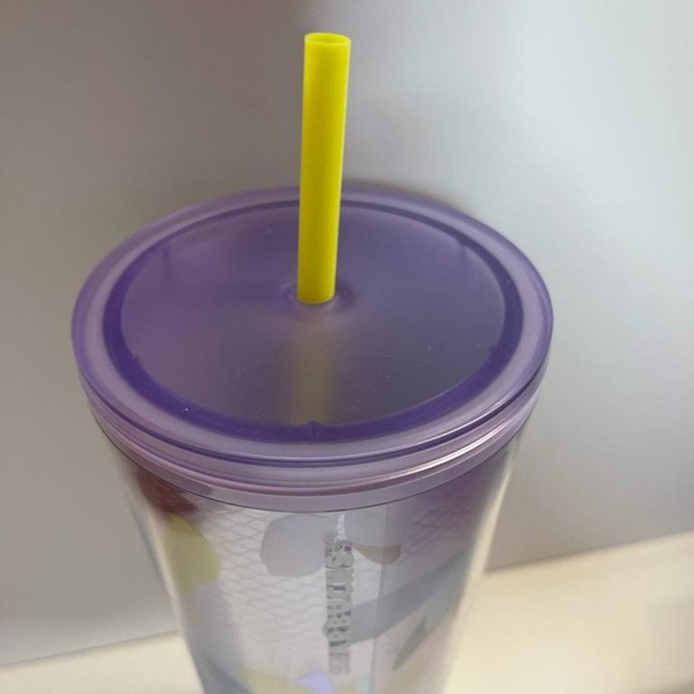 Starbucks Valentine's Day Pansy Lilac Purple Floral Cold Cup Tumbler Venti 24oz - Picture 2 of 4